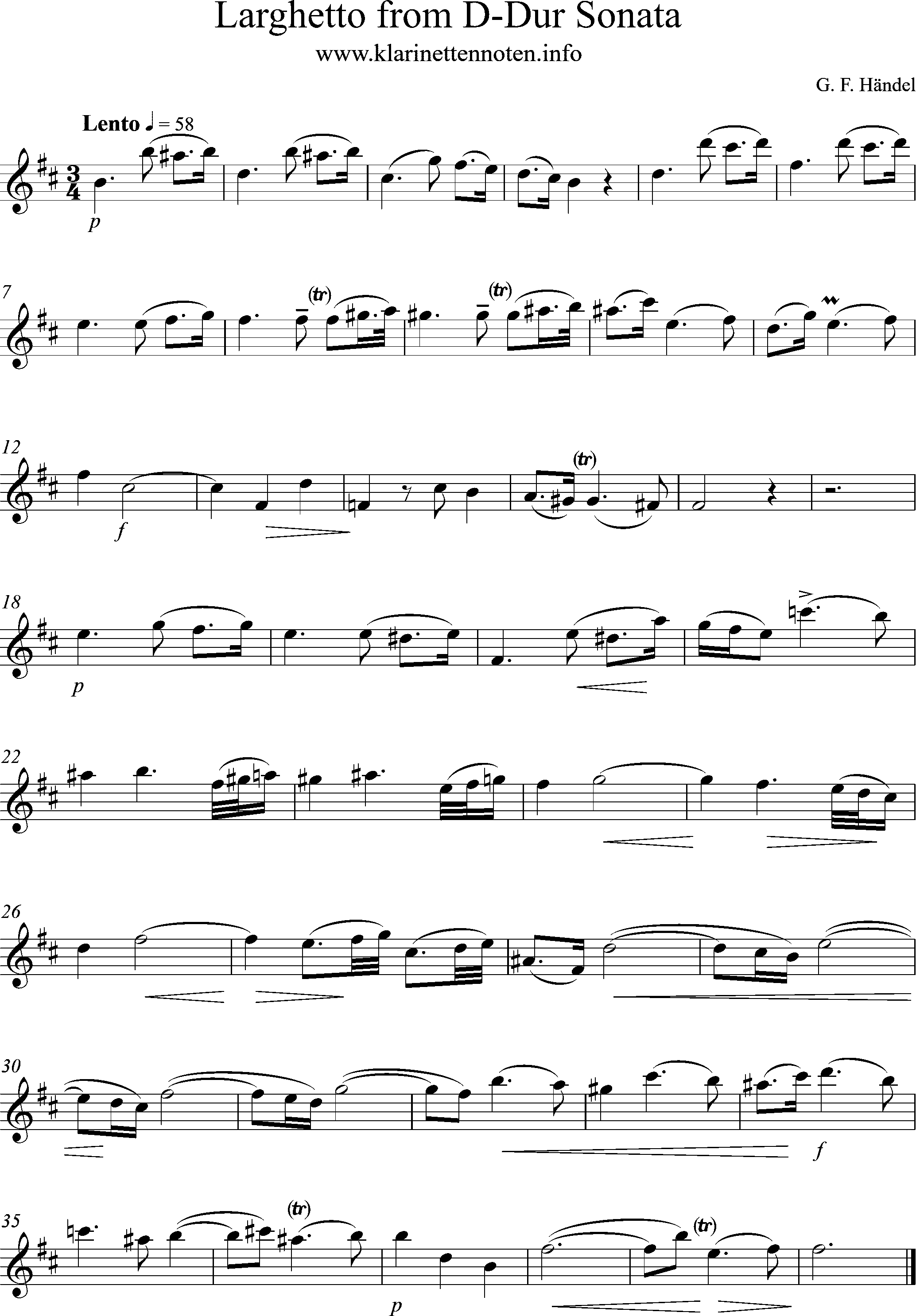 Larghetto, D-Major Sonata, Handel